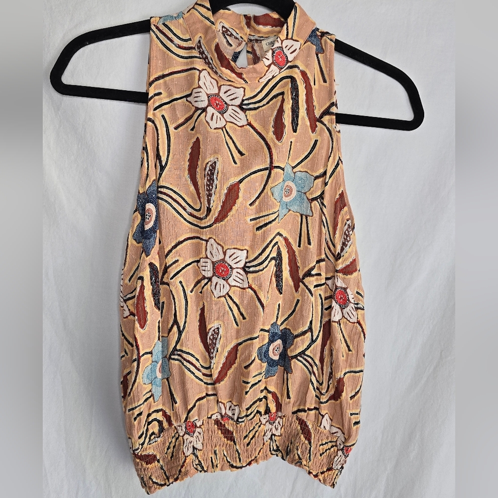 Christian Siriano Floral Sleeveless Blouse